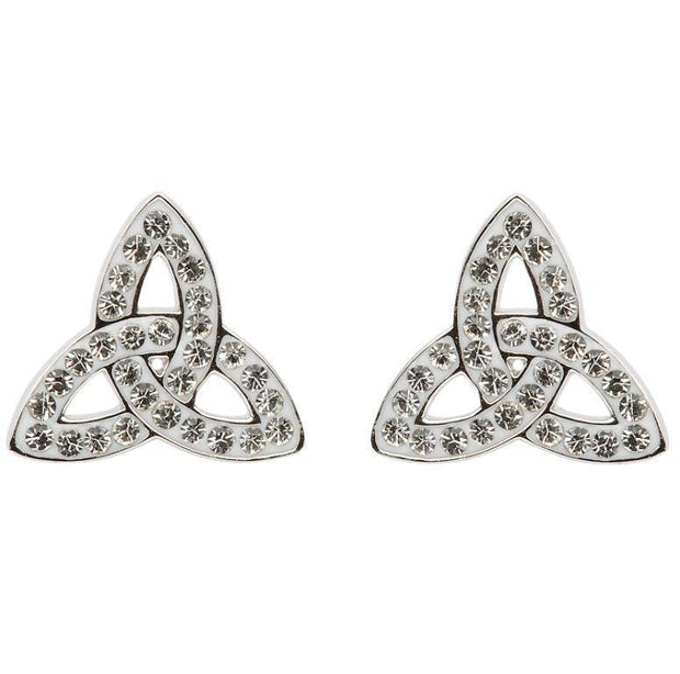 Sterling Silver Celtic Trinity Earrings Adorned By Swarovski Crystals SW42 - Uctuk
