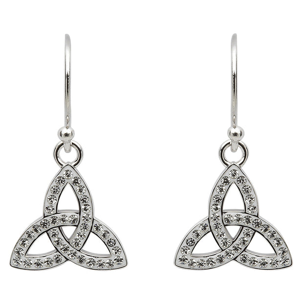 Sterling Silver Trinity Earrings Adorned By Swarovski Crystals SW43 - Uctuk