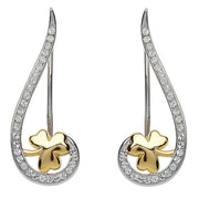 Silver Shamrock Climber Earrings Encrusted With Swarovski Crystal SW80 - Uctuk