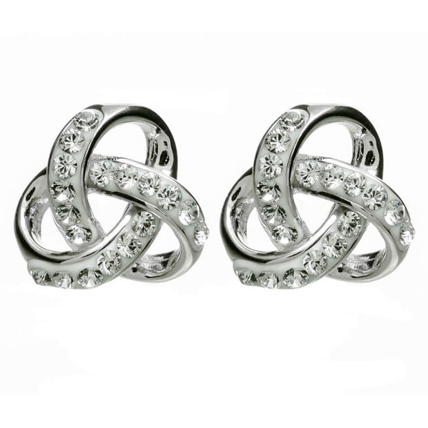 Sterling Silver Celtic Trinity Earrings Adorned By Swarovski Crystals SW98 - Uctuk