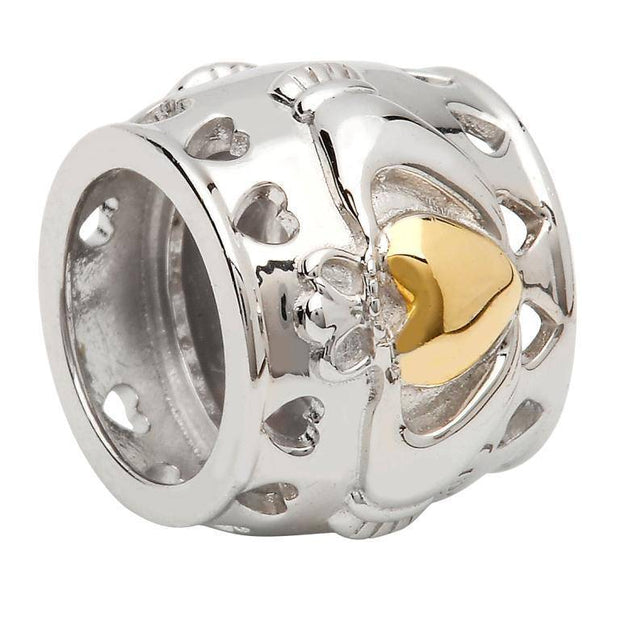 Tara's Diary Origin Sterling Silver Claddagh Gold plated Heart Bead - TD624 - Uctuk