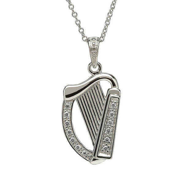 Sterling Silver CZ Harp Pendant with Chain - ANU1089 - Uctuk