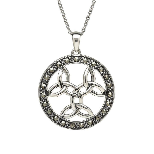 Sterling Silver Triple Trinity with Marcasite Pendant and Chain - ANU1092 - Uctuk