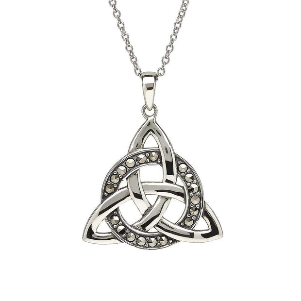 Sterling Silver Trinity Circle with Marcasite Pendant and Chain - ANU1093 - Uctuk