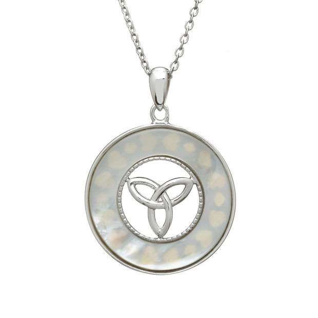 Sterling Silver Mother of Pearl Trinity Knot Pendant with Chain - ANU1182 - Uctuk