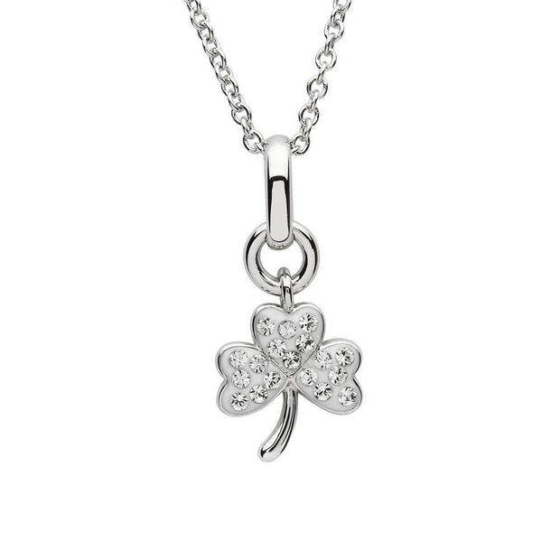 Sterling Silver Shamrock Pendant with Swarovski Crystals - SW155 - Uctuk