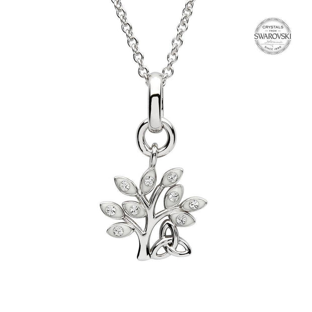 Sterling Silver Tree of Life Trinity Pendant with Swarovski Crystals - SW156 - Uctuk