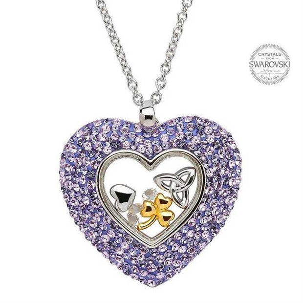 Sterling Silver Trinity Heart Pendant Encrusted with Swarovski Crystals with Chain SW29 - Uctuk
