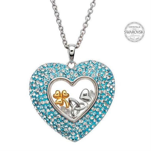 Sterling Silver Trinity Heart Pendant Encrusted with Swarovski Crystals with Chain SW31 - Uctuk