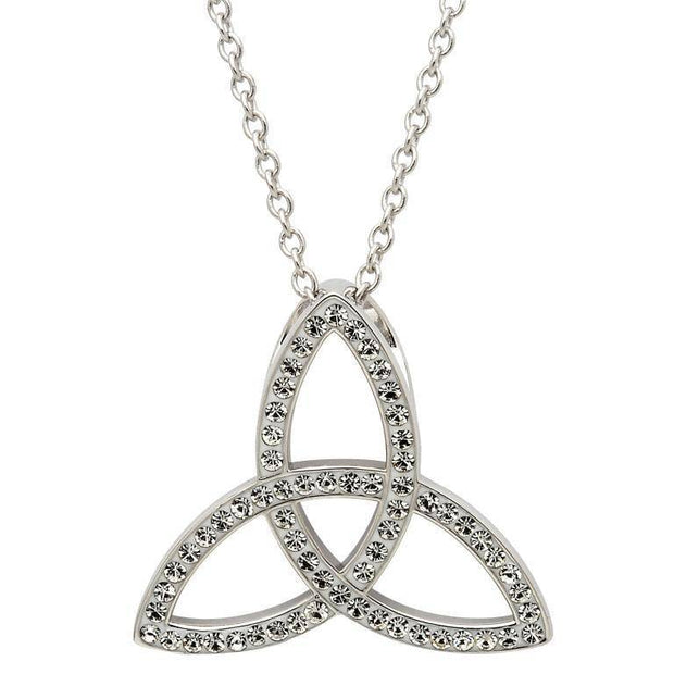 Sterling Silver Celtic Trinity Pendant Adorned By Swarovski Crystals SW41 - Uctuk