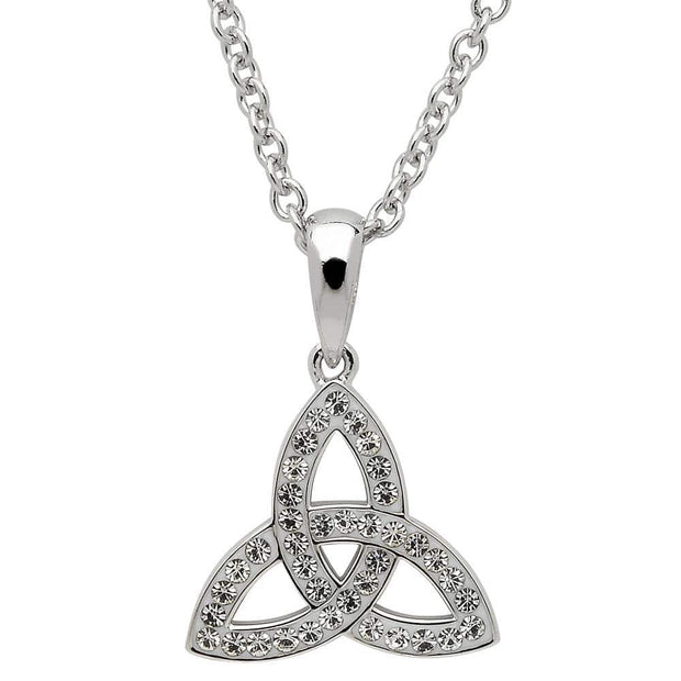 Sterling Silver Celtic Trinity Knot Pendant Adorned By Swarovski Crystals SW45 - Uctuk