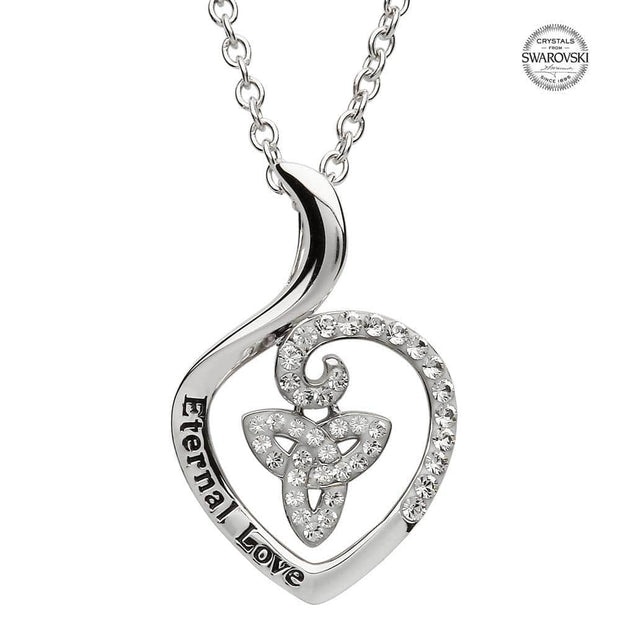 Sterling Silver Celtic "Eternal Love" Trinity Encrusted With White Swarovski Crystal SW87 - Uctuk