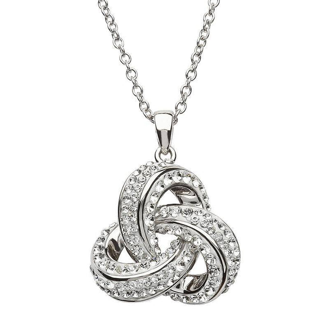 Sterling Silver Trinity Pendant Encrusted with Swarovski Crystals with Chain SW97 - Uctuk