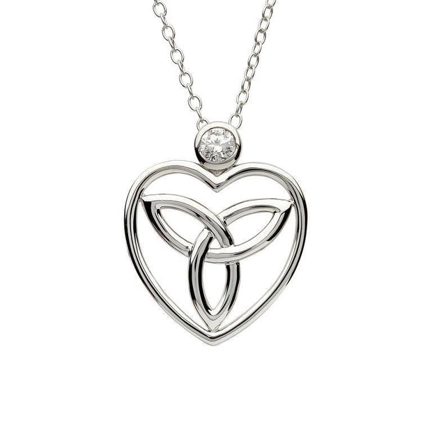 Sterling Silver Celtic Trinity Knot Heart Pendant and Chain - TD242 - Uctuk