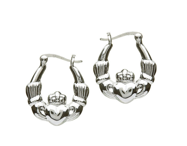 Sterling Silver Hoop Claddagh Earrings - ANU2044 - Uctuk