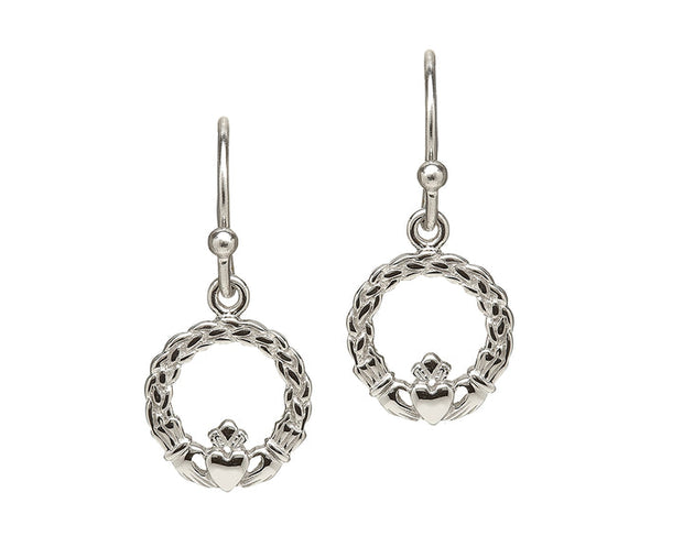 Sterling Silver Small Claddagh Drop Earrings - ANU2047 - Uctuk