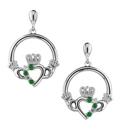 Silver Claddagh Earrings SE-1053GRCZ - Uctuk