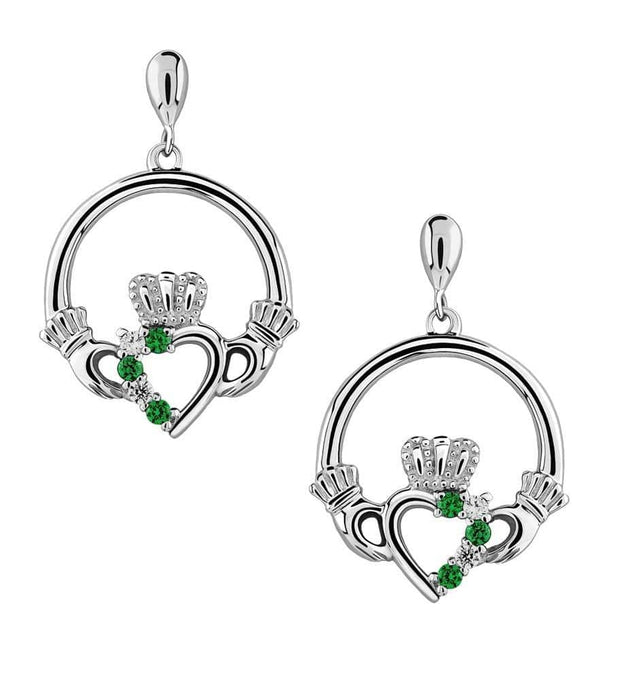 Silver Claddagh Earrings SE-1053GRCZ - Uctuk