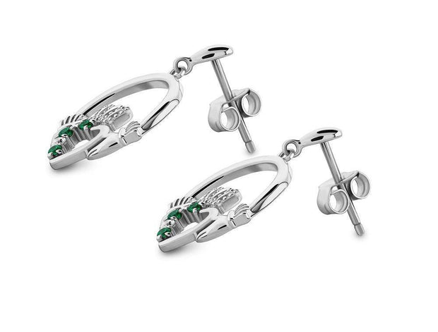 Silver Claddagh Earrings SE-1053GRCZ - Uctuk