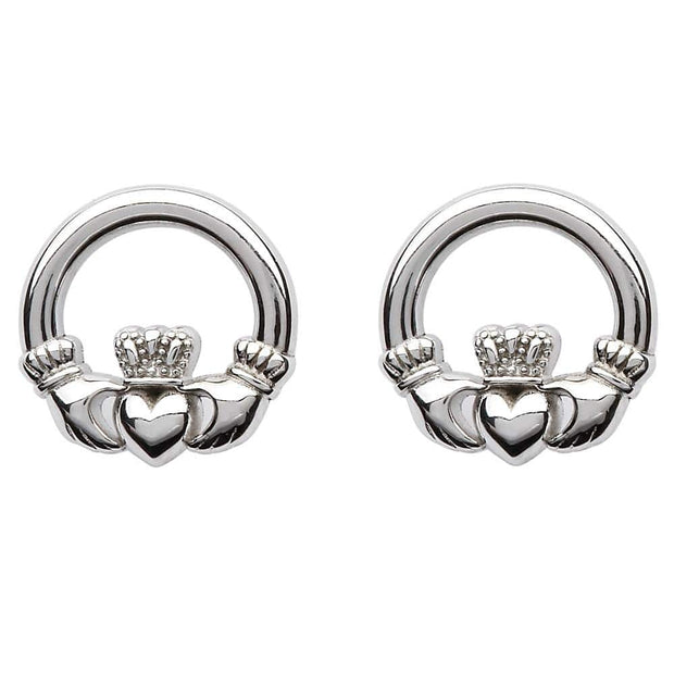 Sterling Silver Claddagh Stud Earrings SE2119 - Uctuk