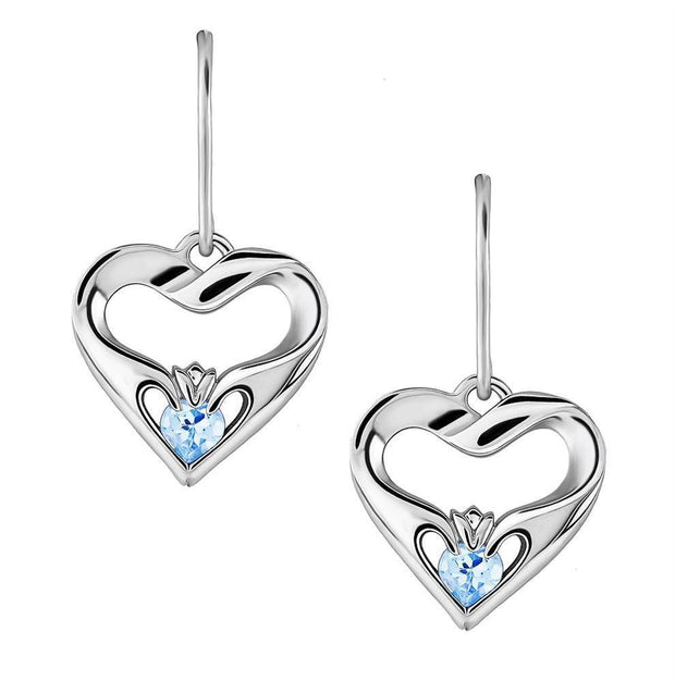 Sterling Silver Sky Blue CZ UES-16436SB Modern Claddagh Earrings - Uctuk