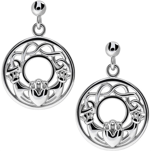 Sterling Silver Claddagh Earrings UES-6159 - Uctuk