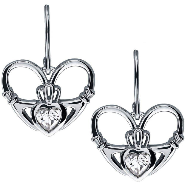 Sterling Silver Claddagh Earrings UES-6162 - Uctuk
