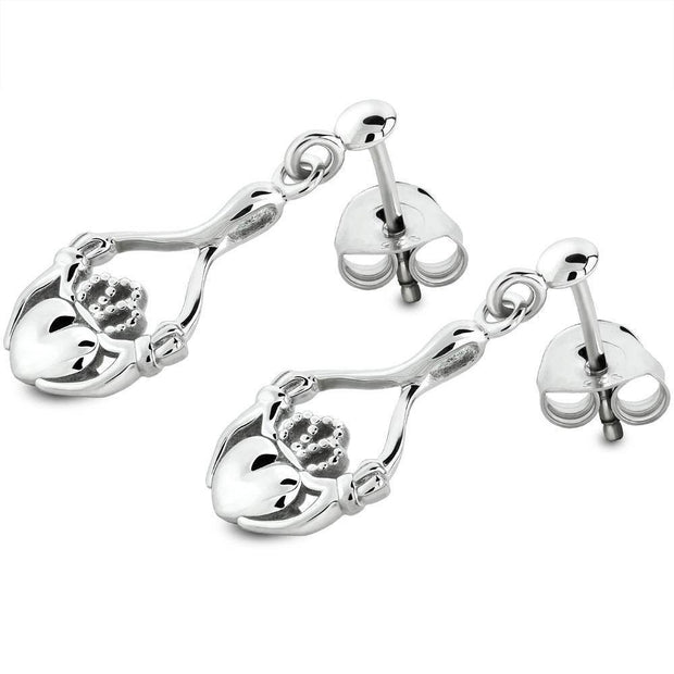 Sterling Silver Claddagh Earrings UES-6165 - Uctuk