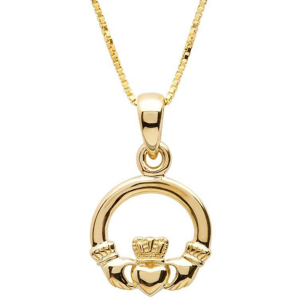 10K Yellow Gold Claddagh Pendant 10P634 with 18" Chain - Uctuk