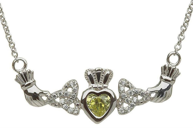 Mother & Family Claddagh & Trinity Birthstone Pendant Necklace LS-MP1-T - Uctuk
