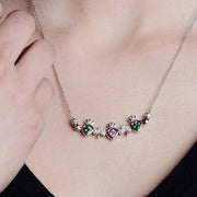 Mother & Family Claddagh & Shamrock Birthstone Pendant Necklace LS-MP3-S - Uctuk