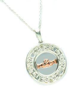 Retired Sterling Silver with 10K Gold accent Diamond Claddagh Pendant LS-PS803D - Uctuk