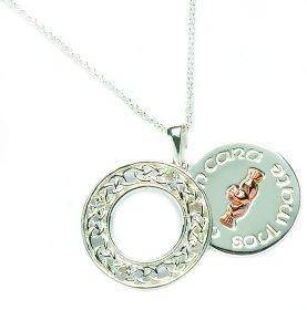 Retired Sterling Silver with 10K Gold accent Diamond Claddagh Pendant LS-PS803D - Uctuk