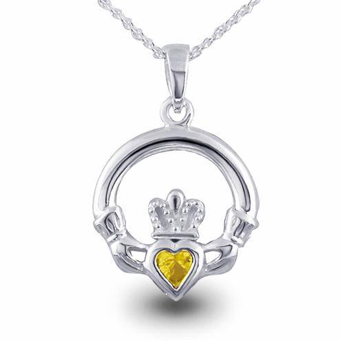 Retired NOVEMBER Birthstone Silver Claddagh Pendant PS-817-11 - Uctuk