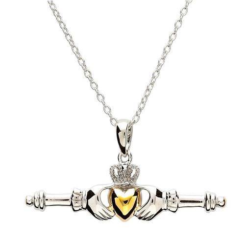Retired Sterling Silver Claddagh Pendant with Gold Plating SP-1075 - Uctuk