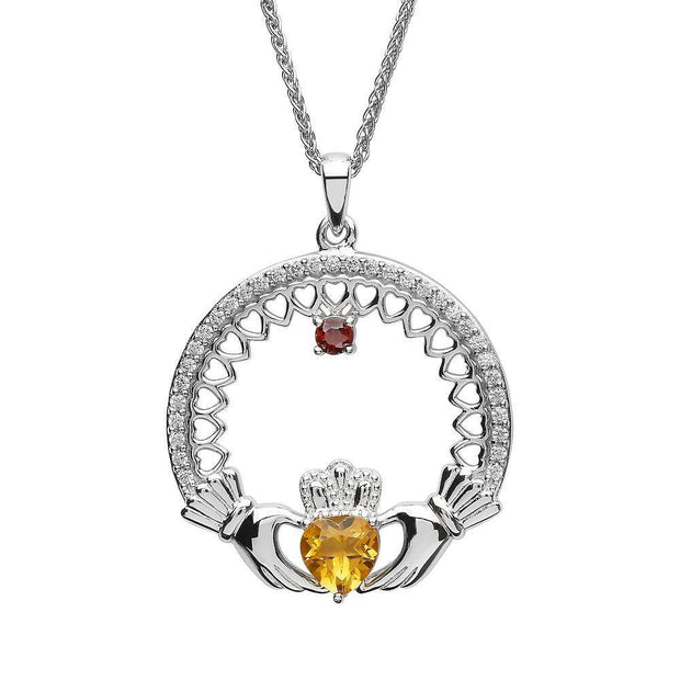Irish Family Claddagh Birthstone Pendant Mother and Child SP2246-1 - Uctuk