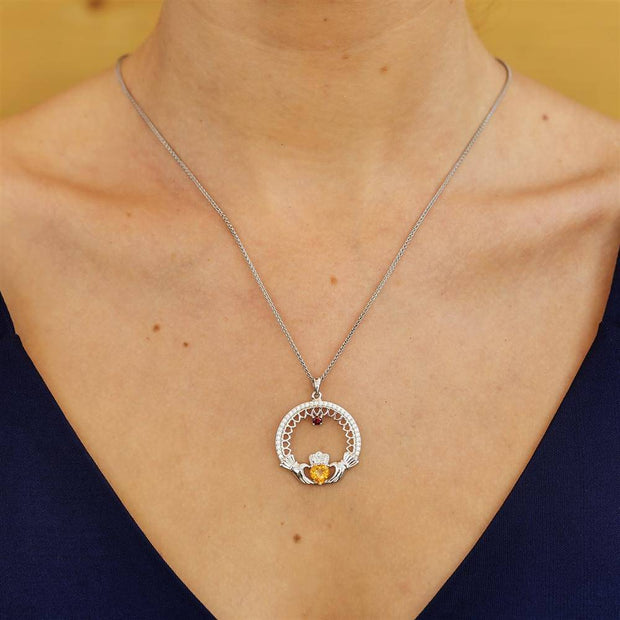 Irish Family Claddagh Birthstone Pendant SP2246-1 - Uctuk