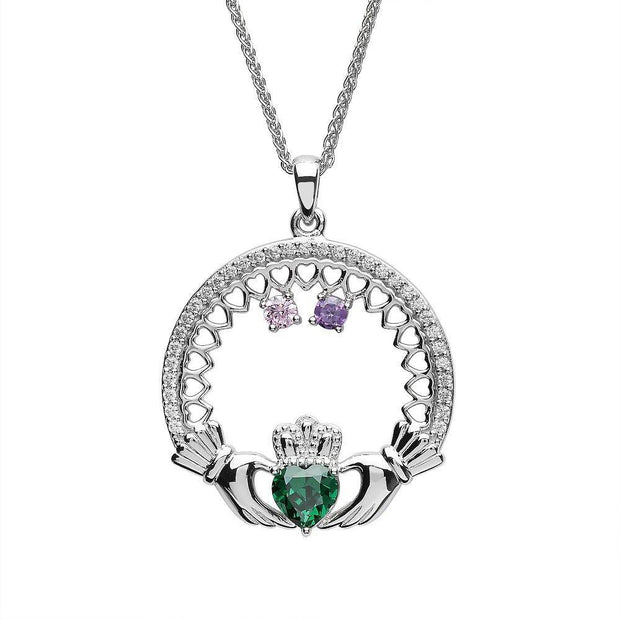 Irish Family Claddagh Birthstone Pendant SP2246-2 - Uctuk