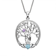 Irish Family Claddagh Tree of Life Birthstone Pendant SP2247-1 - Uctuk
