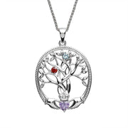 Irish Family Claddagh Tree of Life Birthstone Pendant SP2247-2 - Uctuk