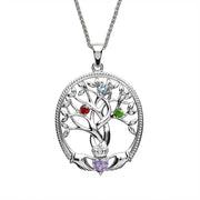 Irish Family Claddagh Tree of Life Birthstone Pendant SP2247-3 - Uctuk