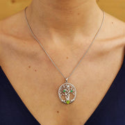 Irish Family Claddagh Tree of Life Birthstone Pendant Mother and 3 Children - SP2247-3 - Uctuk