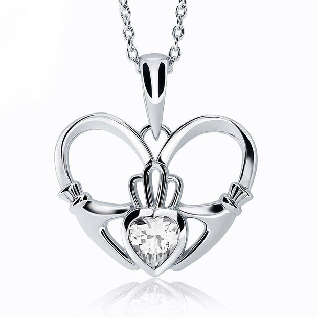 Sterling Silver Claddagh Pendant UPS-6161 - Uctuk