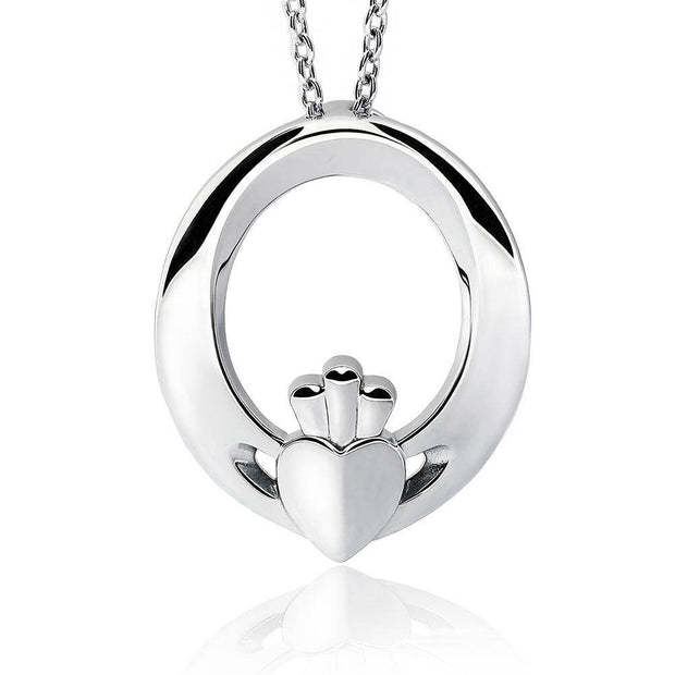 Sterling Silver Claddagh Pendant UPS-6167 - Uctuk