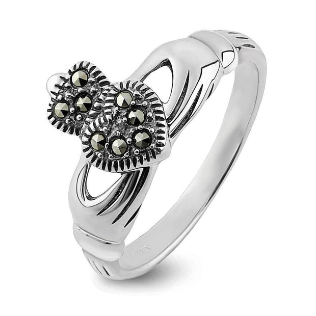 Claddagh Ring S-S2448 Ladies Sterling Silver with Marcasite - Uctuk