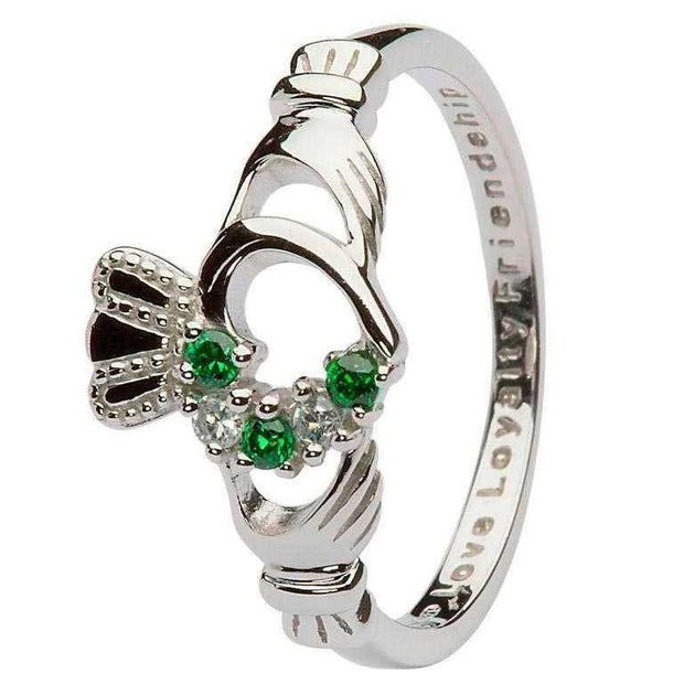Ladies Silver Claddagh Ring SL-75GRCZ - Uctuk