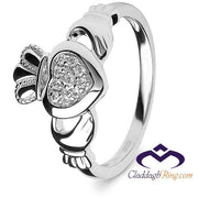 Retired Ladies Silver Pave CZ Claddagh Ring SL-SL97 - Uctuk