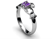 Amethyst 14K WHITE Gold Claddagh Ring <font color="#FF0000"> IN STOCK!  Ships in 48 Hours!</font> - Uctuk