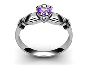 Amethyst 14K WHITE Gold Claddagh Ring <font color="#FF0000"> IN STOCK!  Ships in 48 Hours!</font> - Uctuk