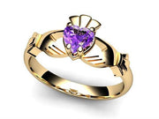 Amethyst 14K Gold Claddagh Ring <font color="#FF0000"> IN STOCK!  Ships in 48 Hours!</font> - Uctuk